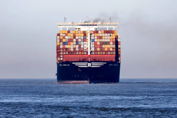 Ρότερνταμ Κάτω Χώρες 2022 Πλοίο Εμπορευματοκιβωτίων Msc Amelia Πριν Εισέλθει — Φωτογραφία Αρχείου