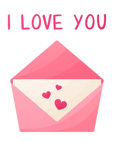 Postcard Valentines Day Love Letter Cartoon Style Isolated White Background Telifsiz Stok Illüstrasyonlar