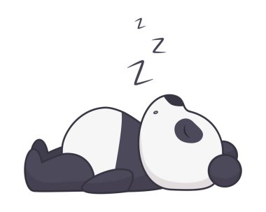 Cute panda sleeps on his back. Vector illustration of a bear. Funny animals. Isolated on white background.