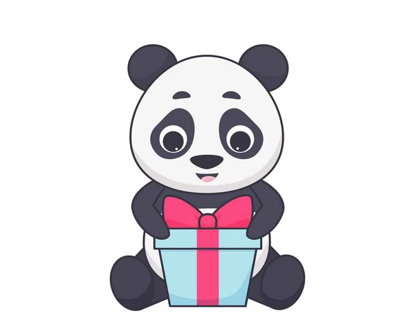 Yetenekli Şirin Bir Pandanın Vektör Çizimi Çizgi Film Tarzında Komik Stok Vektör