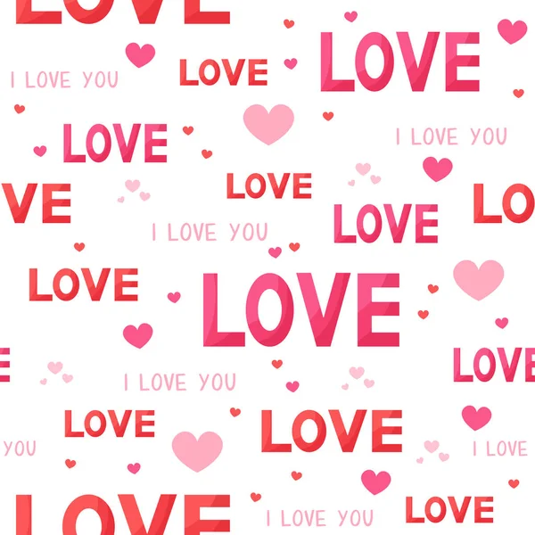 Seamless Pattern Inscription Love Vector Wallpaper Cartoon Style Valentine Day Royalty Free Εικονογραφήσεις Αρχείου