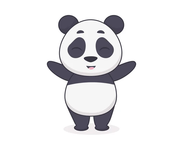 Komik Panda Gülümsüyor Çizgi Film Tarzında Mutlu Ayı Şirin Hayvanların Stok Vektör