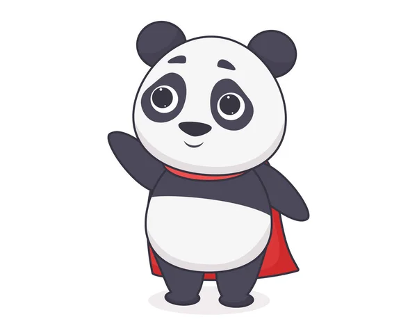 Roztomilý Panda Superhrdina Vektorová Ilustrace Animovaných Zvířat Medvěd Červeném Kabátě Stock Ilustrace