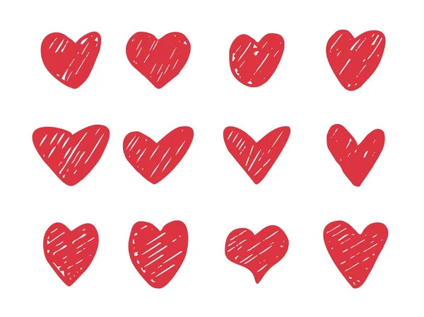Set of hand drawn heart. Hand Drawn rough marker hearts isolated on white background. Vector isolated illustration. For your graphic design — Stock Vector