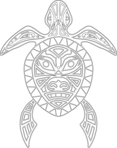 Tortue. Animal totem tribal ethnique avec motifs et ornements. Tatouage tribal avec tortue de mer décorative avec motif ethnique. Oeuvre authentique avec un symbole du totem. Livre à colorier — Image vectorielle