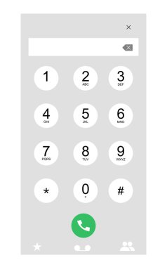 Cep telefonu numaraları paneli, cep telefonları dijital arama iletişim ekranı. Akıllı telefon tuşlu tuş takımı tasarımı. Vektör düz resimleme