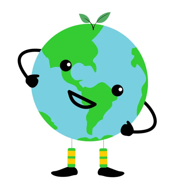 Γήινο emoji. Ευτυχισμένο emoticon. Σώσε τον πλανήτη, Γήινη αγκαλιά σχέδιο. Χαριτωμένη Ημέρα της Γης. Απομονωμένη διανυσματική απεικόνιση — Διανυσματικό Αρχείο