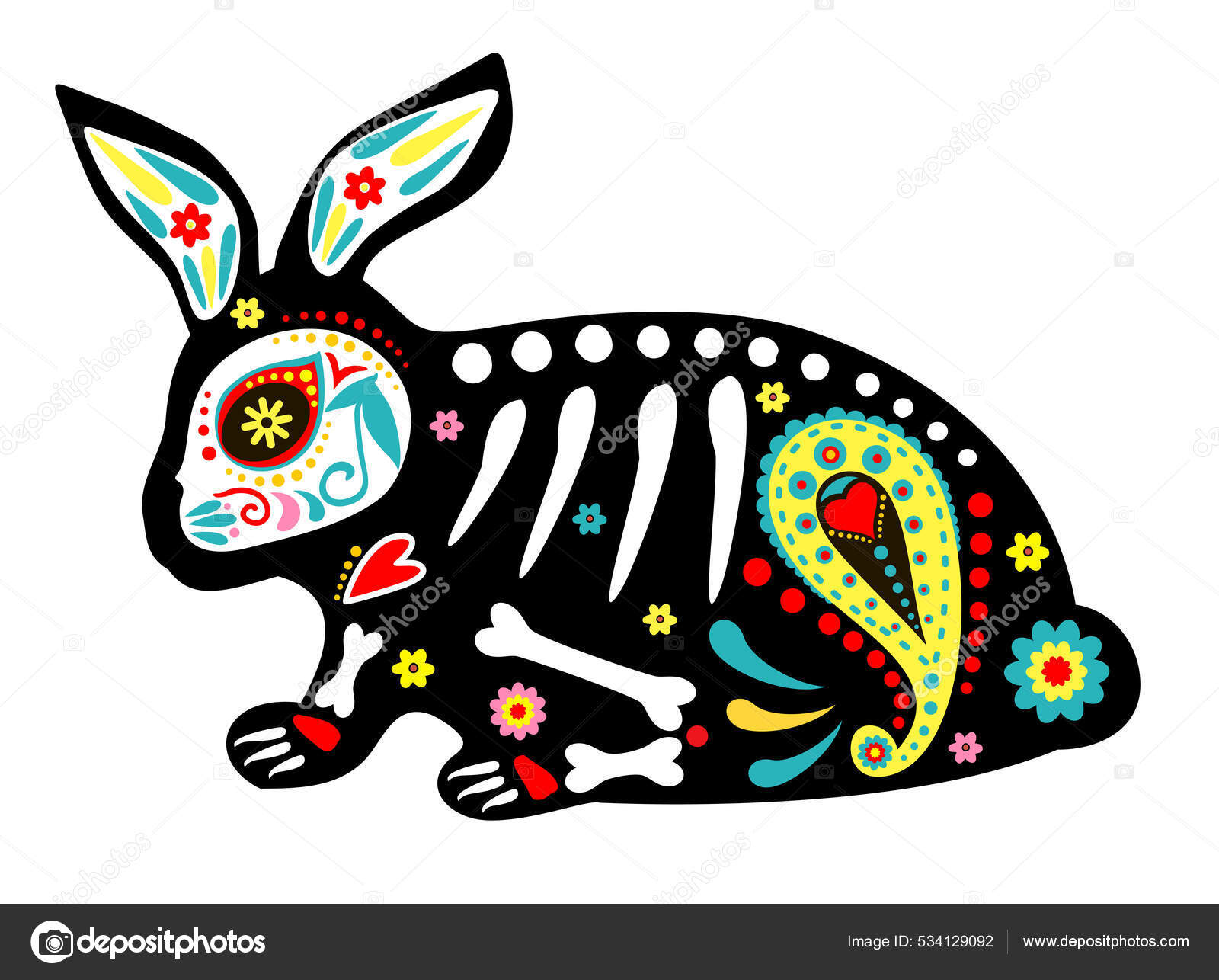 죽은 토끼, 죽은 토끼. 죽은 토끼의 날 (Day of the Dead Dia de los Muertos), image size:1600x1286