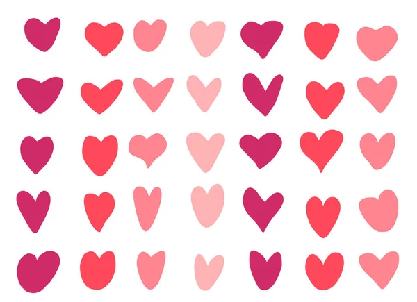 De hartjes zijn roze, rood en kersen. Klaar. Decor voor Valentijnsdag — Stockvector