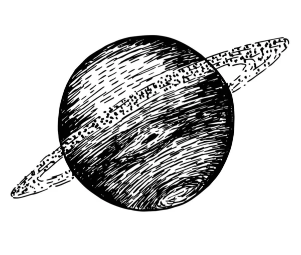 Neptune-like planet. Gas Giants Planets. Planet with numerous prominent ring system. Planet in the outer space. Sketch vector illustration — Stok Vektör