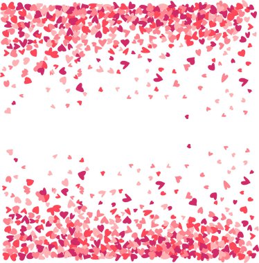 Heart frame for Valentines day. Abstract love background for your Valentines Day greeting card design. Red and rose Hearts frame isolated on white background. Vector illustration.
