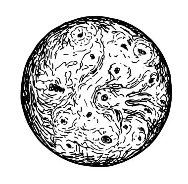 Planet in space sketch. Outer space abstract background with nebula galaxy and big planet. Planets and space hand drawn vector illustration. Template vector illustration night sky.