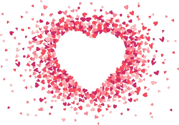 Valentine s day postcard, a big heart made of a lot of little hearts. Cute Frame Illustration, blank template isolated on white background. Vector illustration — Wektor stockowy