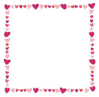 Valentines Day frame Background. Red and rose hearts photo frame. Vector illustration
