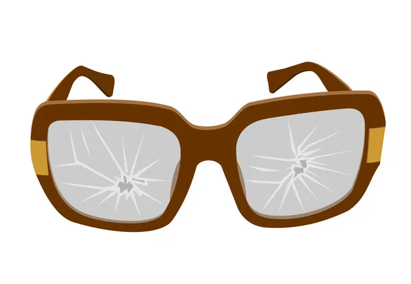 Broken glasses. Old break glasses. Flat vector illustration design. Isolated on white background — Vetor de Stock