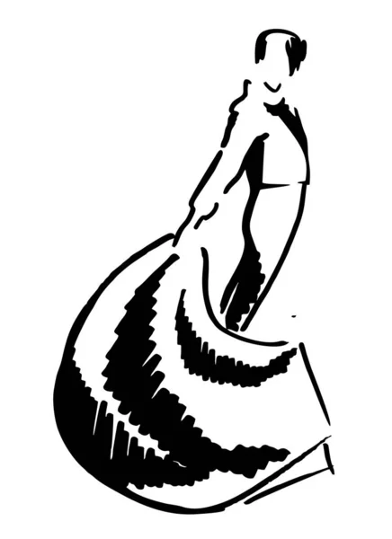 Walka byków, matador, podróże, koncepcja country. Hiszpania Monumentalna Corrida de toros. Ręcznie rysowany torreador w specjalnym kostiumie. Tradycyjny szkic hiszpańskiej rozrywki. Ilustracja wektora — Wektor stockowy