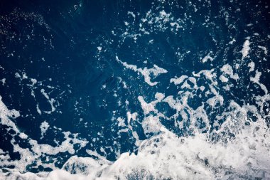 Deniz köpüğü kızıl deniz, denizin mavi tonlarını serpiyor.