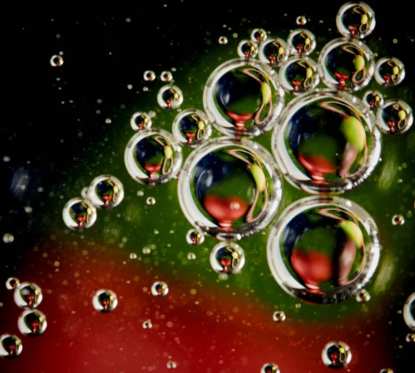 Usual Abstraction Colored Oil Bubbles Water — Stock Photo, Image