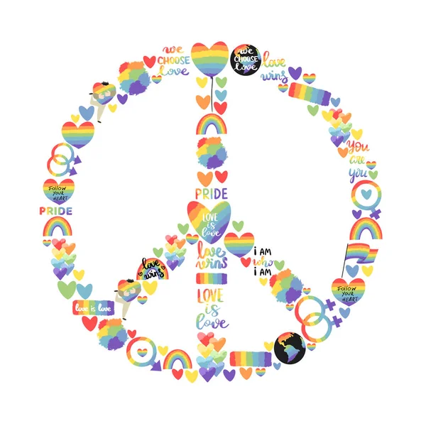 Rainbow Sign Peace Illustration Lgbtq Community Signs Hand Drawn Isolated — Stock Photo, Image