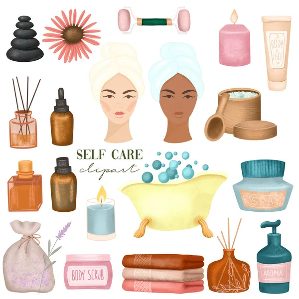 Cosmetic Bath Elements Spa Self Care Graphic Clipart Isolated Illustration — Φωτογραφία Αρχείου