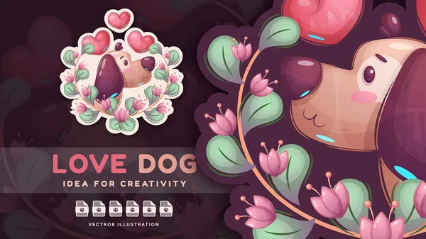 Personaje de dibujos animados amor animal perro — Vector de stock