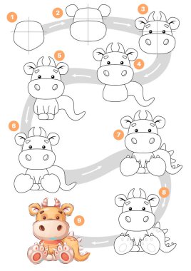 Adım adım bir dinazor çizmek üzerine.