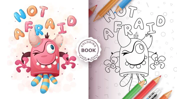 Personagem de desenhos animados monstro animal adorável - livro de colorir —  Vetores de Stock