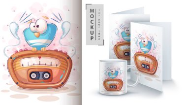 Mavi kuş müzik afişi ve pazarlama.