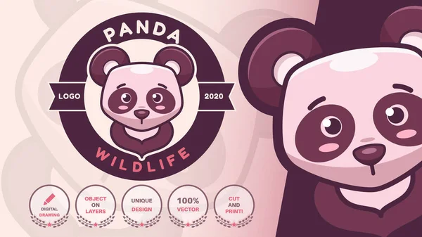 Γελοιογραφία χαρακτήρα ζώο panda λογότυπο — Διανυσματικό Αρχείο