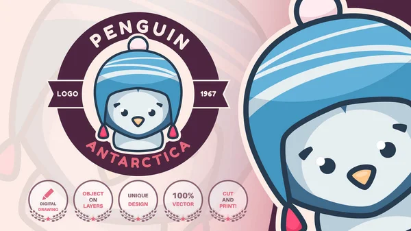 Desenhos animados personagem pássaro pinguim logotipo. — Vetor de Stock