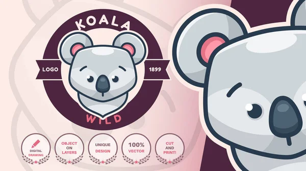 Personaje de dibujos animados animal koala logo — Vector de stock