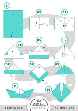 Tekne gemisi origami şeması özel hareket modeli