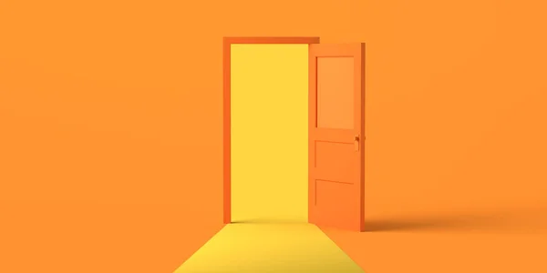 Открытая Дверь Светом Оранжевом Фоне Принято Иллюстрация — стоковое фото