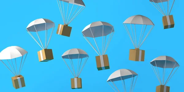 Levering Van Parachutisten Logistiek Begrepen Ruimte Illustratie — Stockfoto