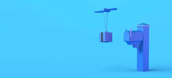Concepto Entrega Con Dron Buzón Logística Copiar Espacio Ilustración —  Fotos de Stock