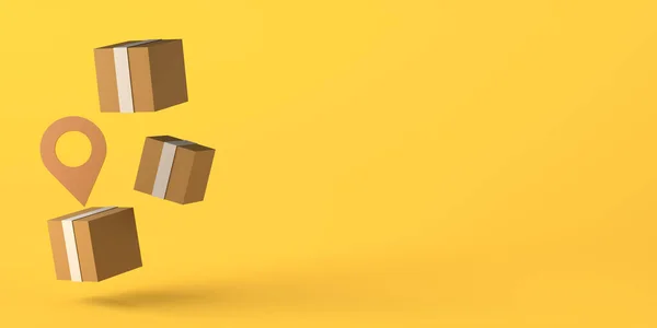 Location Symbol Boxes Delivery Tracking Logistics Copy Space Illustration — Stock Photo, Image