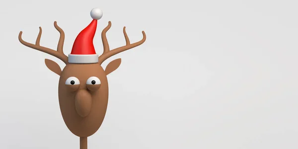 Santa Claus Cartoon Reindeer Copy Space Illustration — Stock Photo, Image