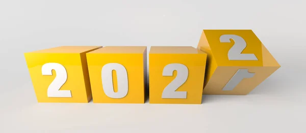 Változás 2021 Től 2022 Sárga Kockákkal Illusztráció — Stock Fotó
