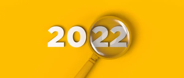 Nagyító 2022 Fókuszálva Másold Helyet Illusztráció — Stock Fotó