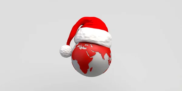 Planeta Země Kloboukem Santa Clause Rozumím Ilustrace — Stock fotografie
