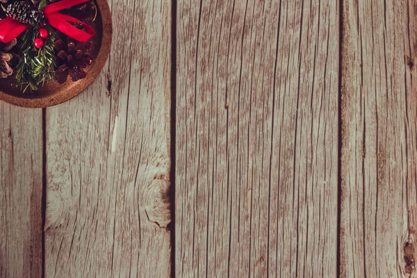 木制背景 圣诞装饰 复制空间 有选择的重点 — 图库照片