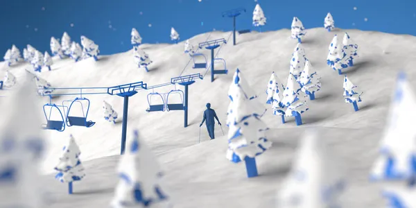 Άνθρωπος Σκι Στο Χιονοδρομικό Κέντρο Ανελκυστήρα Καρέκλα Αντιγραφή Χώρου Απεικόνιση — Φωτογραφία Αρχείου