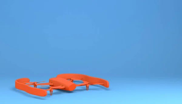 Oranje Drone Blauwe Achtergrond Illustratie — Stockfoto