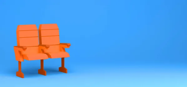 Πορτοκαλί Καθίσματα Κινηματογράφου Μπλε Φόντο Απεικόνιση — Φωτογραφία Αρχείου