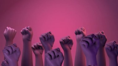 Dövüşen kadın yumrukları. Kadınlara yönelik şiddetin ortadan kaldırıldığı gün. 25 Kasım. Feminizm. Uluslararası Kadınlar Günü. 8 Mart. 3d illüstrasyon.