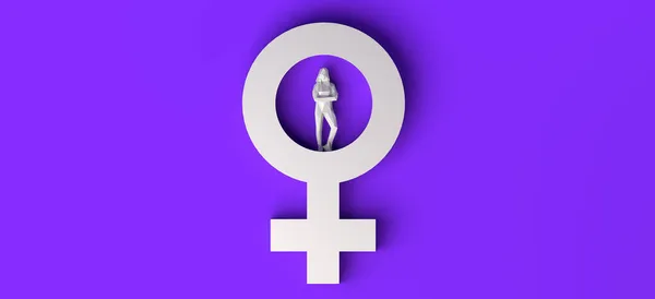 Banner Com Símbolo Feminino Mulher Dentro Dia Internacional Para Eliminação — Fotografia de Stock
