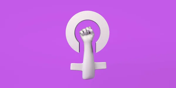 Ženský Symbol Zaťatou Pěstí Jako Projev Feministického Zápasu Mezinárodní Den — Stock fotografie