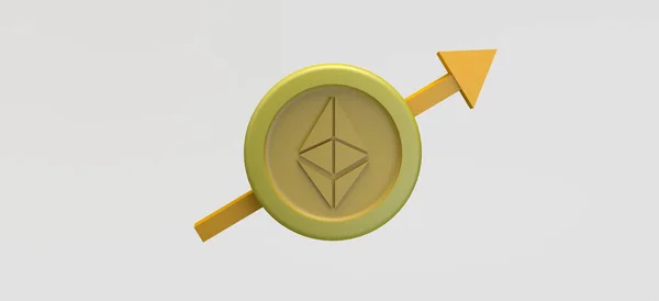 Coin Ethereum Symbol Arrow Pointing Concept Financial Investment Cryptocurrencies Monetary — Foto Stock