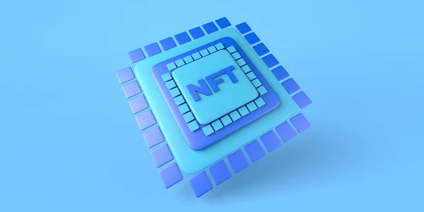 Concept Nft Non Fungible Token Microchip Crypto Art Copy Space — стоковое фото