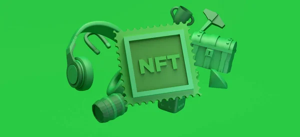 Nft Gaming Non Fungible Token Video Game Crypto Game Illustration — стокове фото